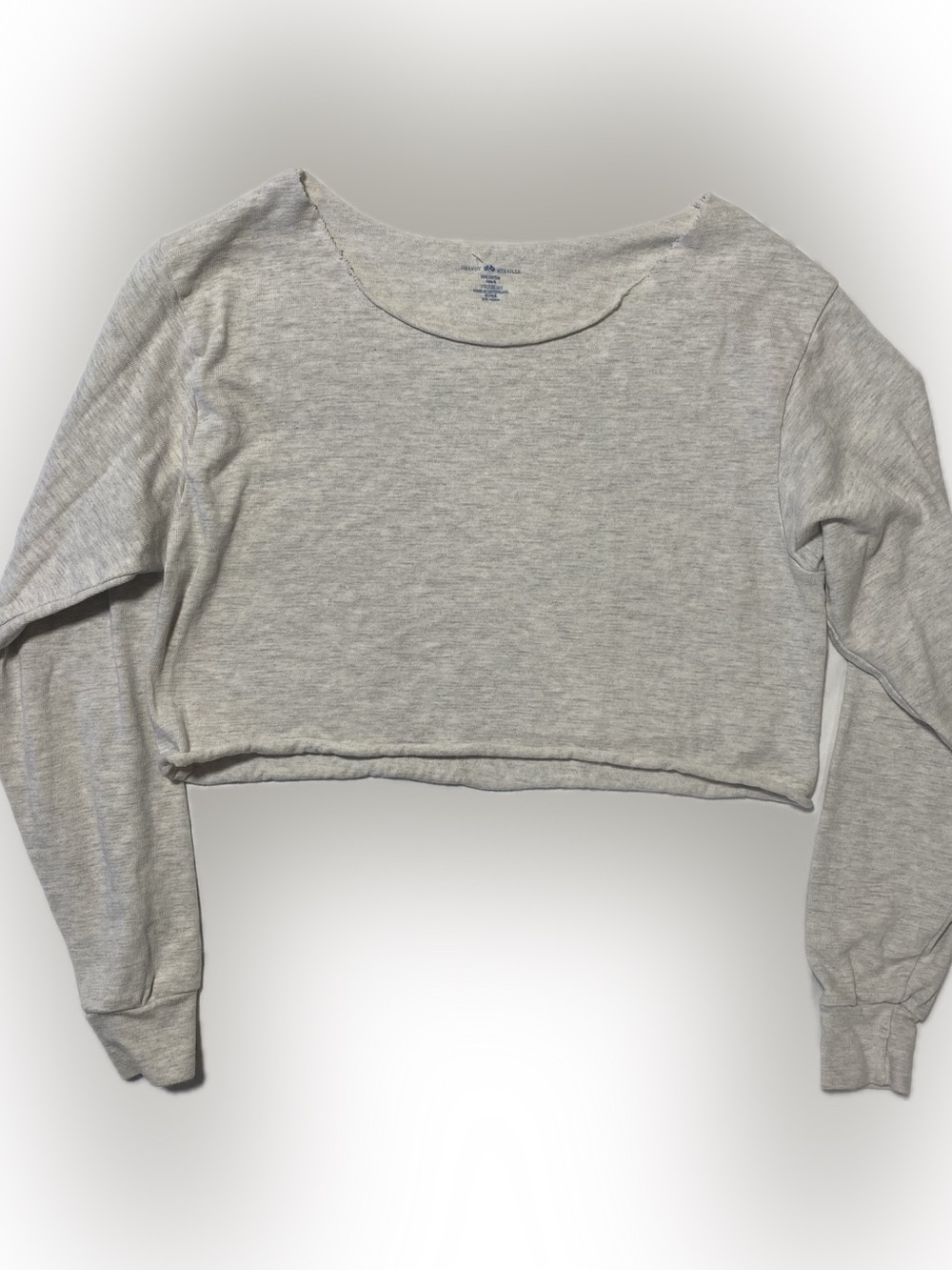 Brandy Melville Heather Gray Cropped Scoop-Neck Long Sleeve Top